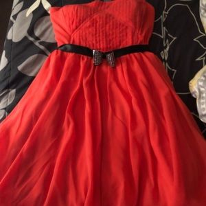 Coral Dress with black bow🖤